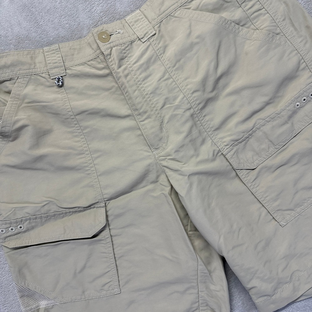Columbia Shorts Men 36 Beige PFG Cargo Hiking Camping Fishing 10" Inseam Outdoor